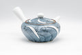 Japanese Kyusu - Porcelain Swirl Debeso Teapot - 280ml - side view with the lid in place