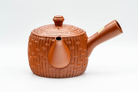 Tezumi — Japanese Kyusu - Large Bamboo Tokoname-yaki Debeso Teapot - 500ml — three-quarter view from the opposite side
