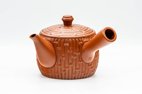 Tezumi — Japanese Kyusu - Large Bamboo Tokoname-yaki Debeso Teapot - 500ml — side view showing the spout