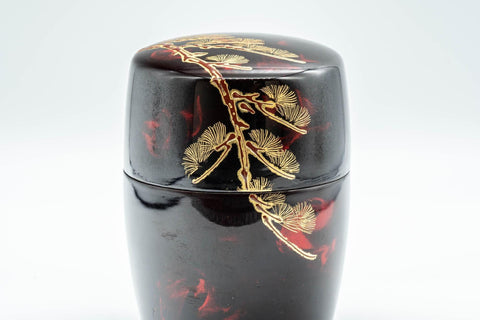 Japanese Natsume - Large Red Gold Plastic Tea Caddy - 150ml - Tezumi