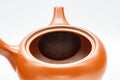Japanese Kyusu - 高資窯 Takasuke Kiln - Sasame Filter Tokoname-yaki Teapot - 300ml - lid removed showing the sasame clay filter inside