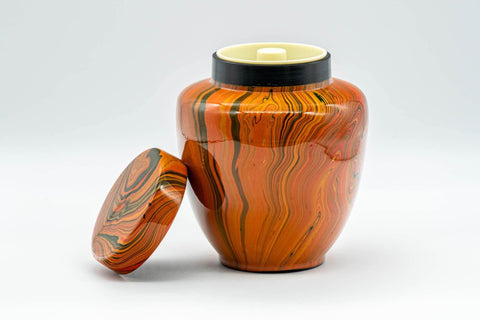 Japanese Chatsubo - Marbled Lacquer Tea Jar - 400ml - Tezumi