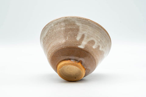 Japanese Matcha Bowl - Beige and White Drip-Glazed Ido-gata Chawan - 200ml - Tezumi