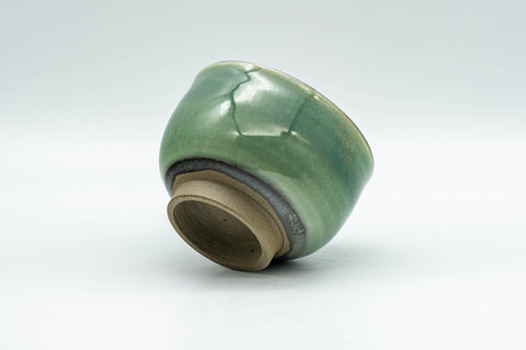 Tezumi — Japanese Teacup - Emerald Green Gold Speckled Yunomi - 80ml — top-down view of the interior