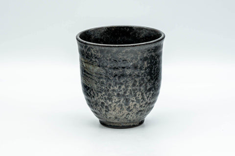Tezumi — Japanese Teacup - Hakeme Spotted Black Glazed Yunomi - 180ml — front view from another angle