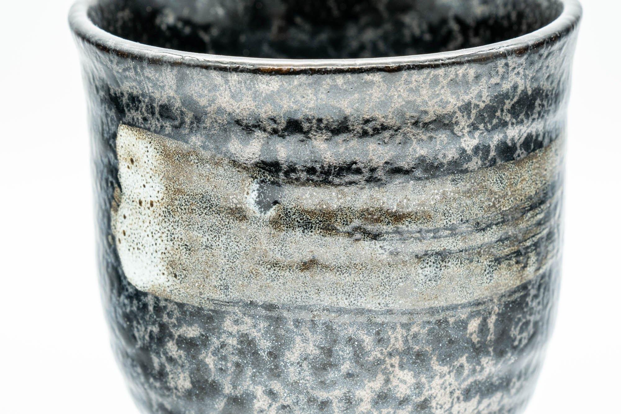 Japanese Teacup - Hakeme Spotted Black Glazed Yunomi - 180ml - Tezumi