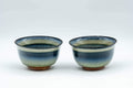 Tezumi — Japanese Teacups - Pair of Celadon Snowflake Glazed Yunomi - 100ml — front view from another angle
