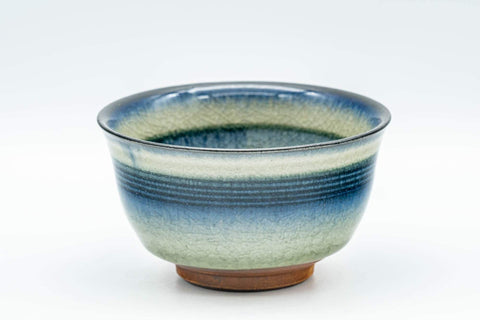 Tezumi — Japanese Teacups - Pair of Celadon Snowflake Glazed Yunomi - 100ml — top-down view of the interior