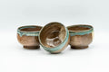 Japanese Teacups - Set of 3 Hakeme Turquoise Yunomi - 75ml - Tezumi