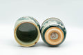 Japanese Teacups - Pair of Floral Celadon Glazed Meoto Yunomi - Tezumi