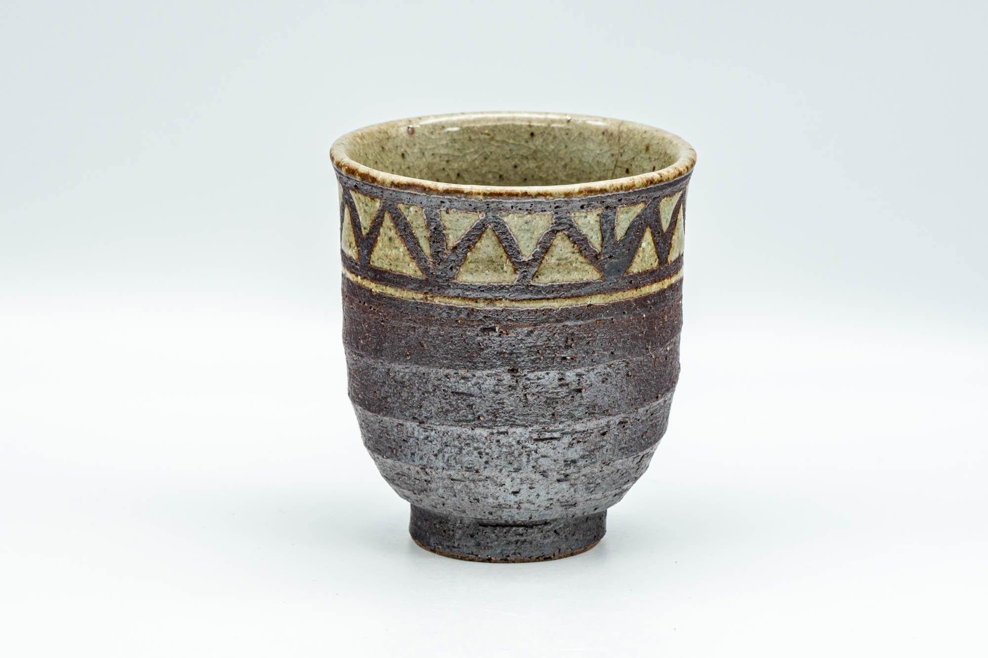 Japanese Teacup - Beige Stoneware Patterned Yunomi - 180ml - Tezumi