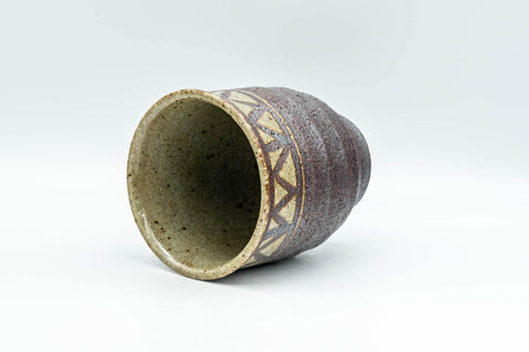 Japanese Teacup - Beige Stoneware Patterned Yunomi - 180ml - Tezumi