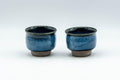 Tezumi — Japanese Teacups - Pair of Blue Gradient Glazed Guinomi - 40ml — three-quarter view