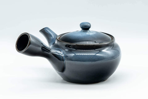 Tezumi — Japanese Kyusu - Blue Gradient Mesh Filter Teapot - 340ml — side view showing the spout