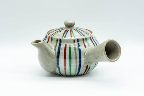Japanese Kyusu - Multi-Colour Striped Debeso Teapot - 350ml - Tezumi