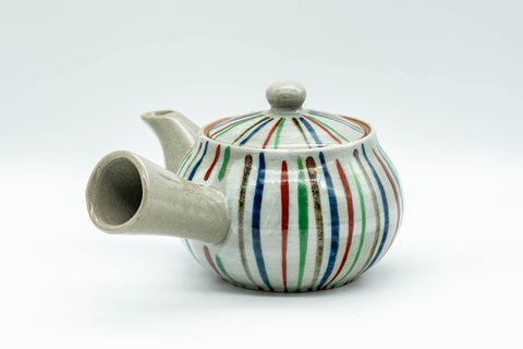 Japanese Kyusu - Multi-Colour Striped Debeso Teapot - 350ml - Tezumi