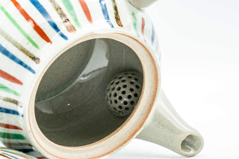 Japanese Kyusu - Multi-Colour Striped Debeso Teapot - 350ml - Tezumi