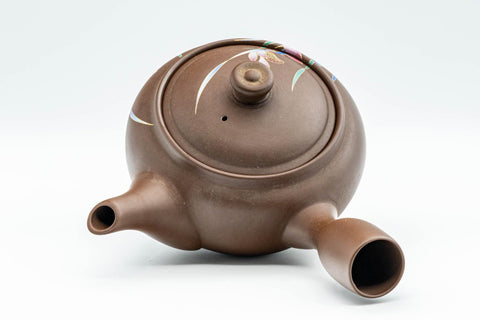 Japanese Kyusu - Floral Pattern Clay Teapot with Fine Mesh Strainer - 400ml - Tezumi