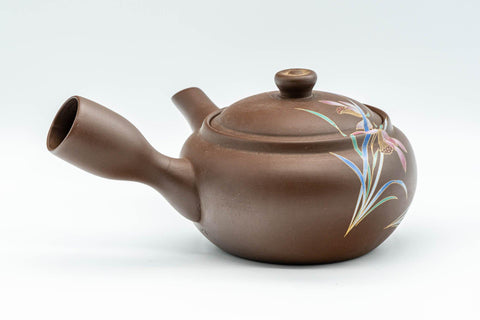 Japanese Kyusu - Floral Pattern Clay Teapot with Fine Mesh Strainer - 400ml - Tezumi