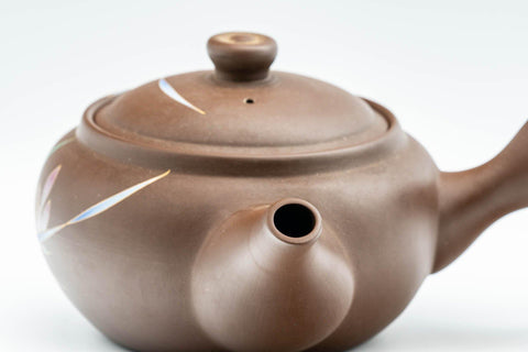 Japanese Kyusu - Floral Pattern Clay Teapot with Fine Mesh Strainer - 400ml - Tezumi