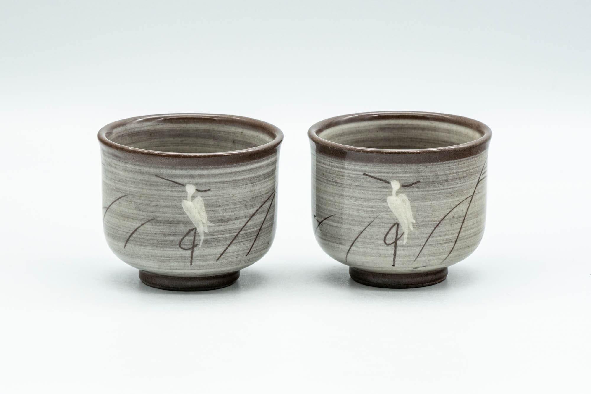 Japanese Teacups - Pair of Egret Utsutsugawa-yaki Guinomi - 50ml - Tezumi
