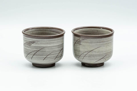 Tezumi — Japanese Teacups - Pair of Egret Utsutsugawa-yaki Guinomi - 50ml — front view from another angle