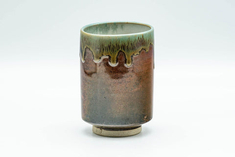 Japanese Teacup - Blue-Green Drip-Glazed Tsutsu-gata Yunomi - 150ml - Tezumi