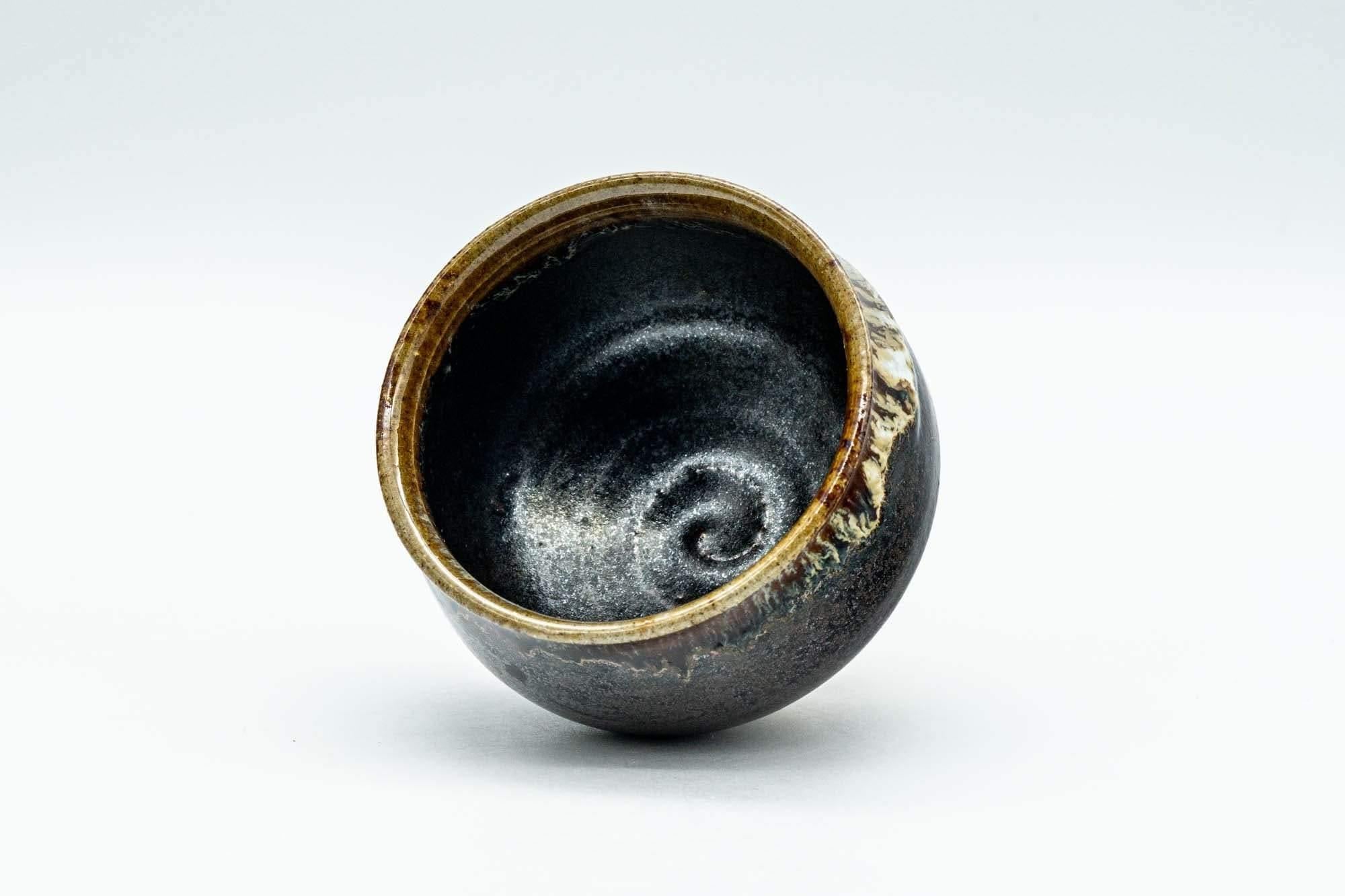 Japanese Teacup - Black and Brown Drip-Glazed Yunomi - 70ml - Tezumi