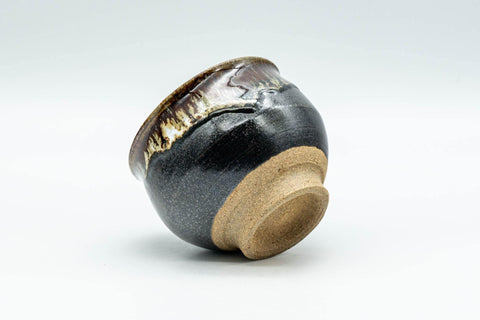 Japanese Teacup - Black and Brown Drip-Glazed Yunomi - 70ml - Tezumi