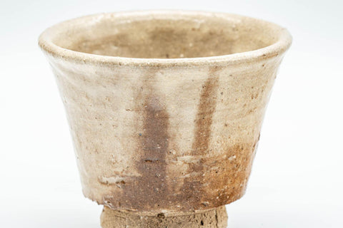 Tezumi — Japanese Teacup - Beige-Glazed Hagi-yaki Yunomi - 90ml — tipped to show the interior