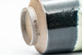 Tezumi — Japanese Teacup - Jet Black and Grey Hare's Fur Glazed Yunomi - 120ml — inverted showing the foot ring