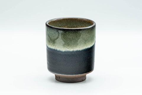 Tezumi — Japanese Teacup - Jet Black and Grey Hare's Fur Glazed Yunomi - 120ml — front view
