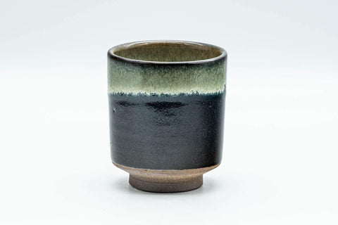 Tezumi — Japanese Teacup - Jet Black and Grey Hare's Fur Glazed Yunomi - 120ml — front view from another angle