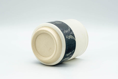 Tezumi — Japanese Teacup - Butterflies Black and White Yunomi - 190ml — top-down view of the interior