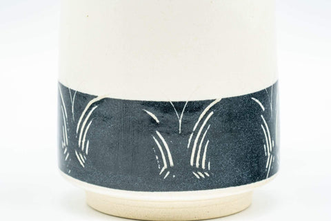 Tezumi — Japanese Teacup - Butterflies Black and White Yunomi - 190ml — tipped to show the interior