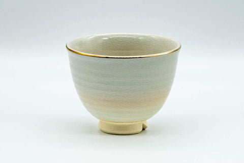 Tezumi — Japanese Teacup - Floral Gold Kyo-yaki Yunomi - 110ml — front view from another angle