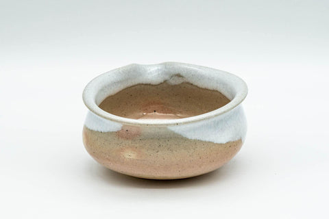 Tezumi — Japanese Katakuchi - Beige White Hagi-yaki Water Cooler - 100ml — top-down view of the interior