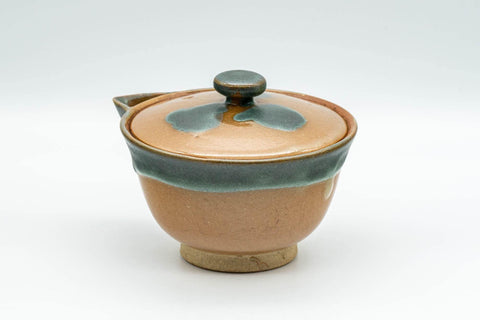 Tezumi — Japanese Houhin - Blue-Green Drip Glazed Agano-yaki Do-ake Teapot - 160ml — top-down view of the lid