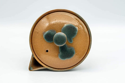 Tezumi — Japanese Houhin - Blue-Green Drip Glazed Agano-yaki Do-ake Teapot - 160ml — interior view showing the filter