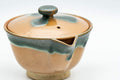 Tezumi — Japanese Houhin - Blue-Green Drip Glazed Agano-yaki Do-ake Teapot - 160ml — closeup of the decoration