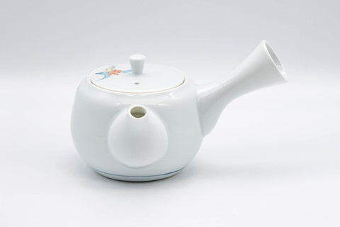 Japanese Kyusu - White Floral Arita-yaki Debeso Teapot - 200ml - Tezumi