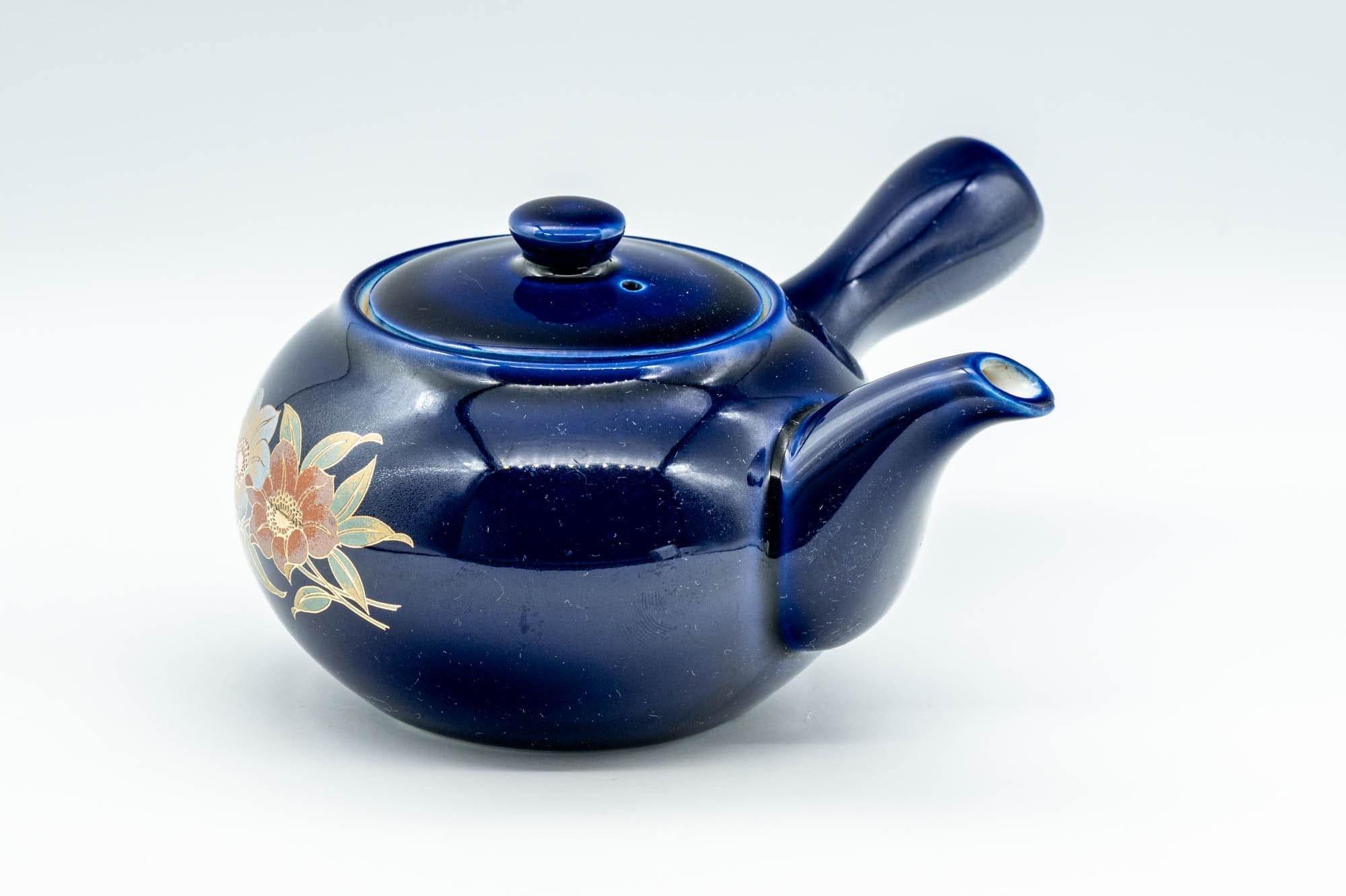 Japanese Kyusu - Blue Floral Arita-yaki Debeso Teapot - 220ml - Tezumi