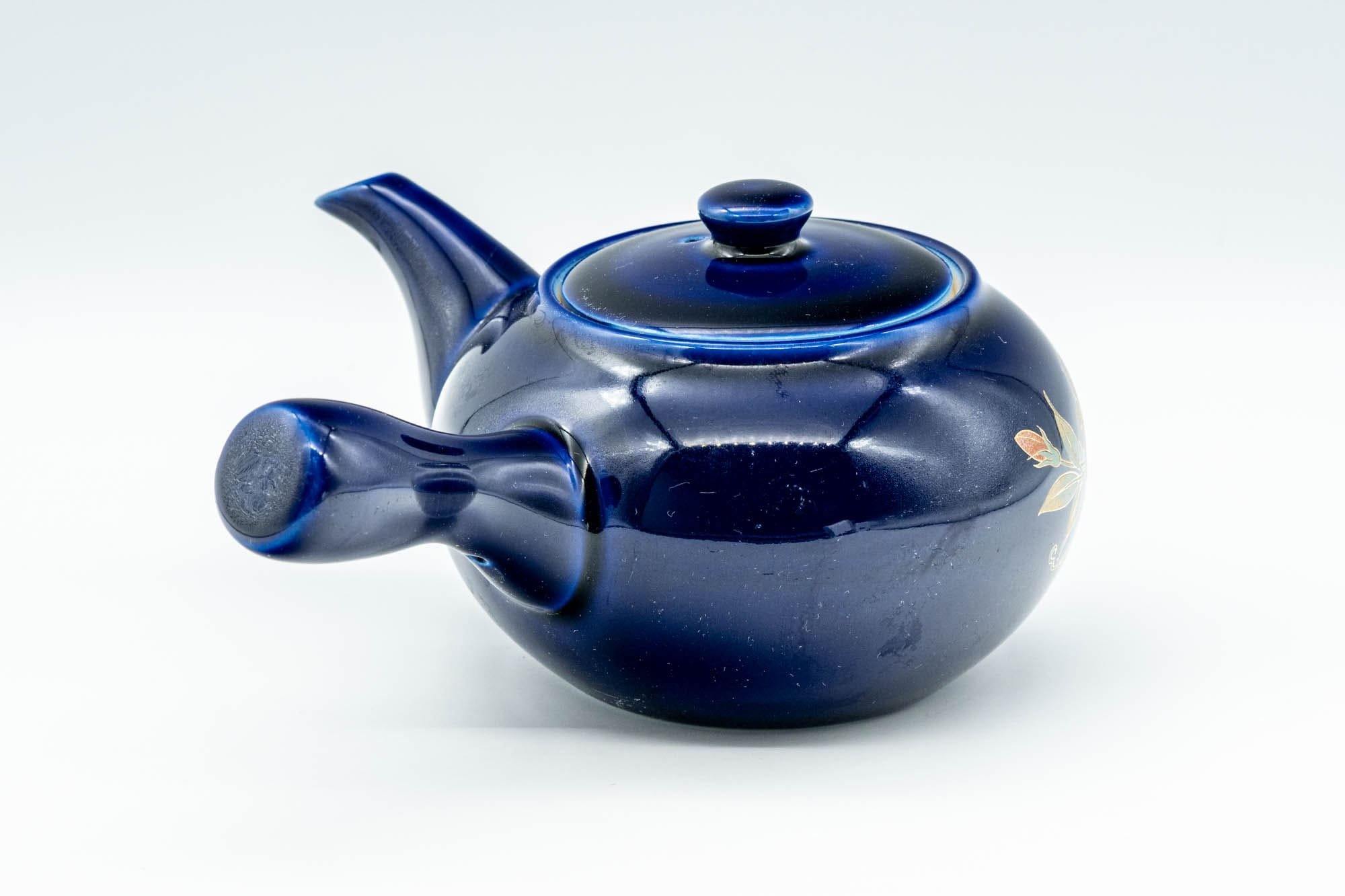 Japanese Kyusu - Blue Floral Arita-yaki Debeso Teapot - 220ml - Tezumi