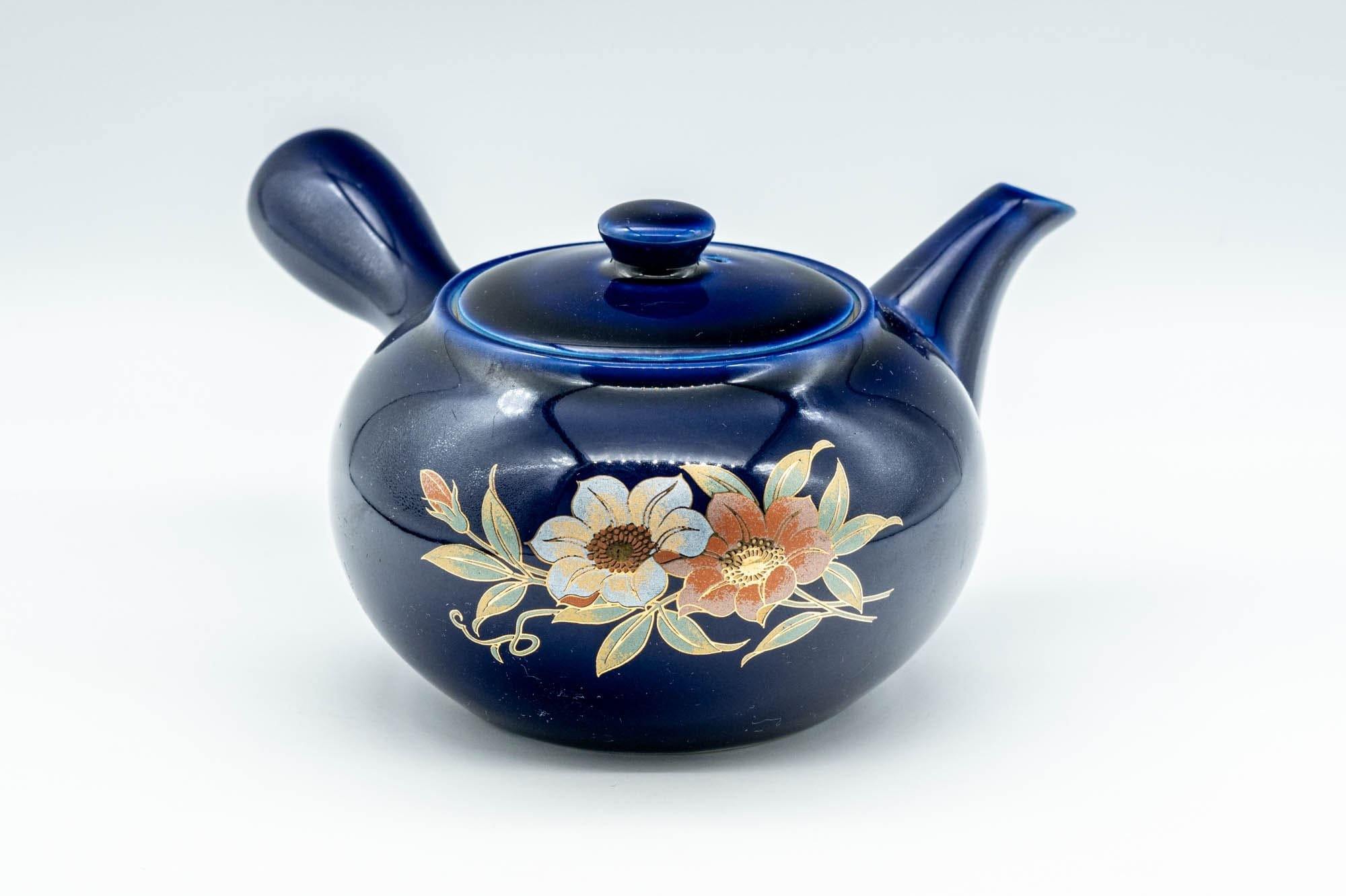 Japanese Kyusu - Blue Floral Arita-yaki Debeso Teapot - 220ml - Tezumi