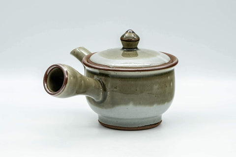 Japanese Tea Set - Green Grey Do-ake Kyusu Teapot and 4 Yunomi Teacups - Tezumi