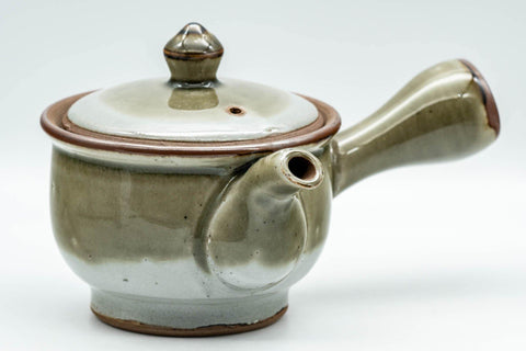 Japanese Tea Set - Green Grey Do-ake Kyusu Teapot and 4 Yunomi Teacups - Tezumi