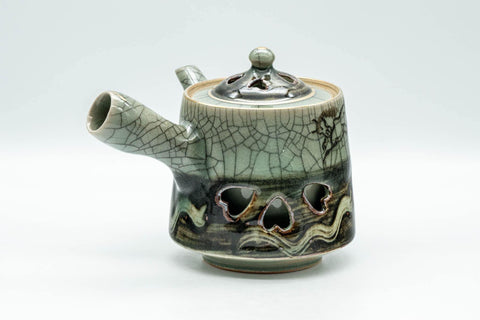 Japanese Tea Set - Double-walled Obori Soma-yaki Kyusu Teapot and 2 Yunomi Teacups - Tezumi