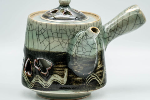 Japanese Tea Set - Double-walled Obori Soma-yaki Kyusu Teapot and 2 Yunomi Teacups - Tezumi