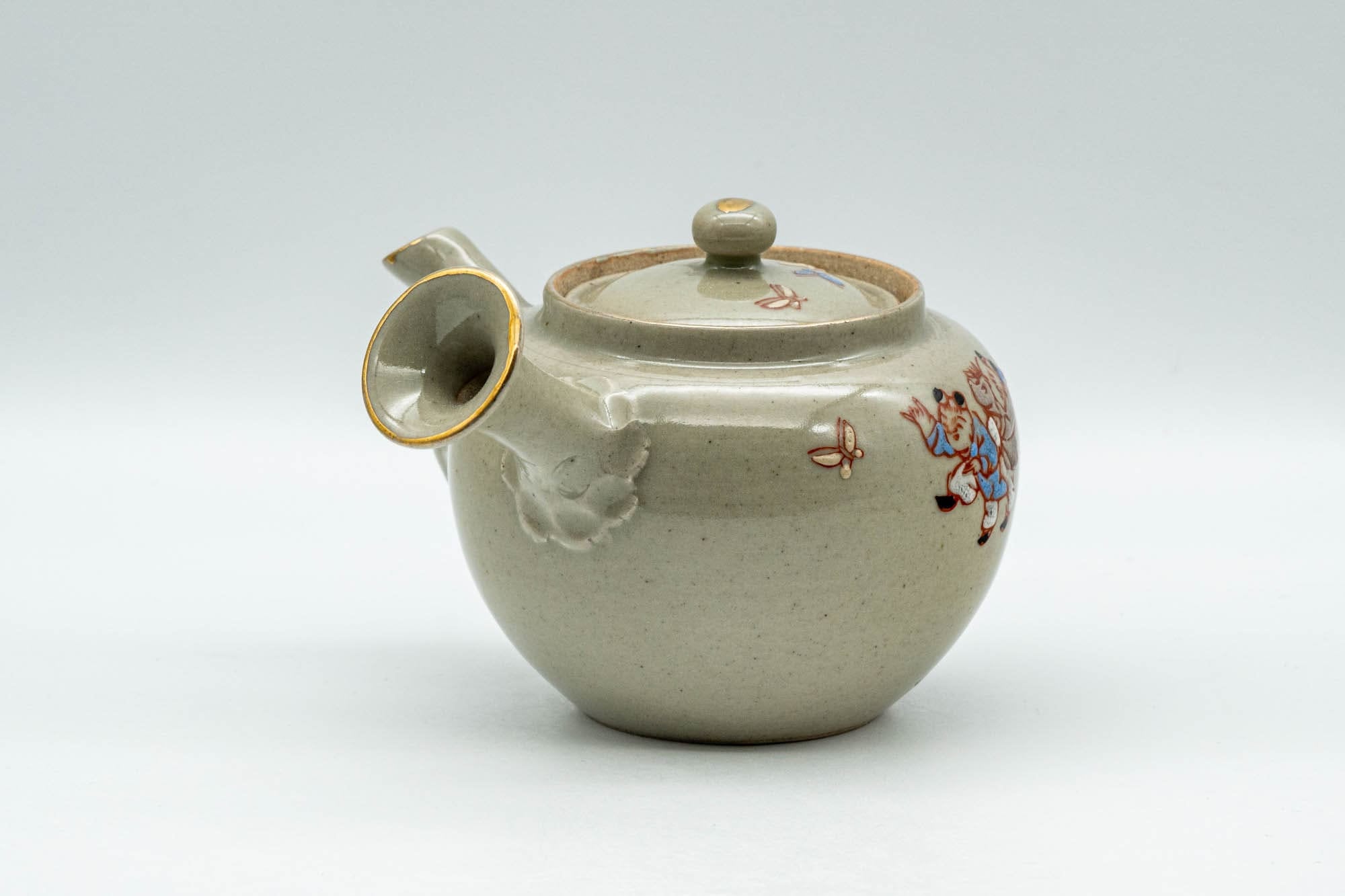 Japanese Tea Set - Banko-yaki Butterflies Kyusu Teapot and 2 Yunomi Teacups