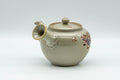 Japanese Tea Set - Banko-yaki Butterflies Kyusu Teapot and 2 Yunomi Teacups - three-quarter view showing the side handle and spout